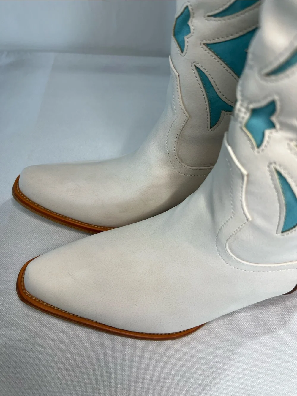 White & Teal Western Women’s Cowboy Boots